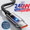 240 Вт Нейлоновый USB C на C Кабель для Быстрой Зарядки со Светодиодным Цифровым Дисплеем для Samsung Xiaomi Huawei OPPO Quick Charge 3.0 Data Cord