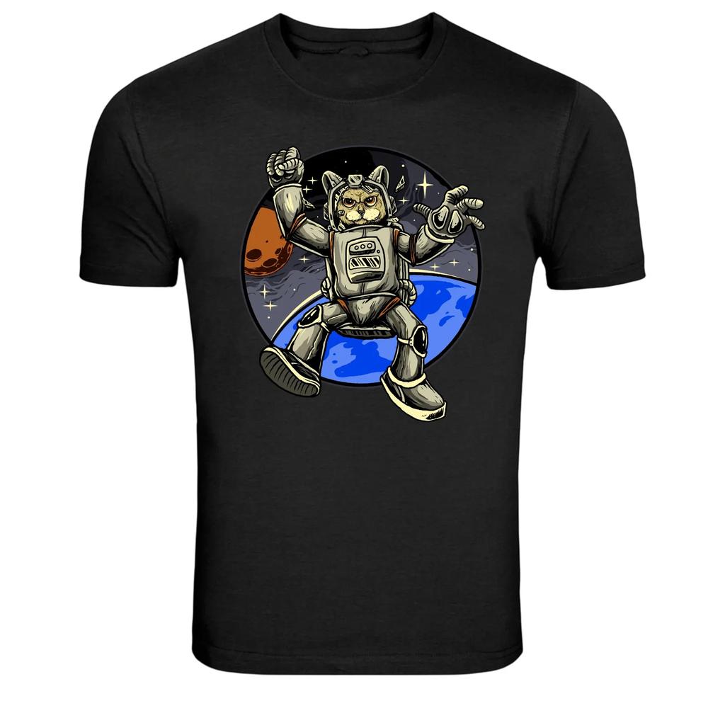 Space Cat Astronaut Floating In Space Graphic T-Shirt