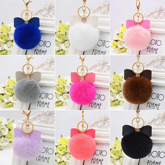 Модный шар из искусственного кроличьего меха, шарм, сумка для телефона, автомобильный кулон, брелок для ключей