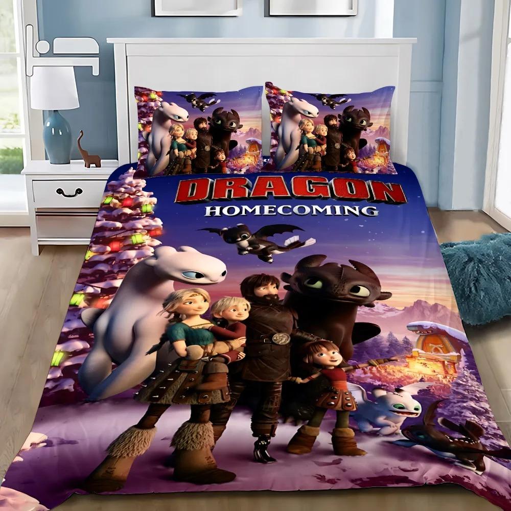 Duvet Cover Pillowcase Bedding Set Funny T-Toothless Adult Boy Girl Bedroom Decoration Children Gift Single Double Large Size