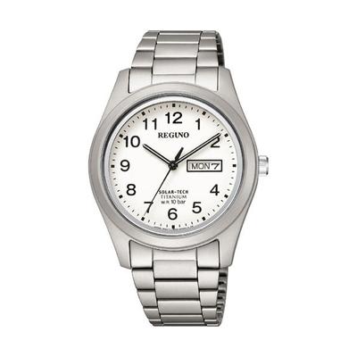 КМ1-415-13 ( Часы REGUNO Solar-Tech Standard Titanium All Arabia White) Круглые часы, серебро