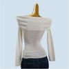 Desire Ruched off-Shoulder off-Shoulder Knitting Bottoming Shirt Silm Slim Looking Gentle Style Long Sleeves Wool Soft Glutinous Inner Wear for Women