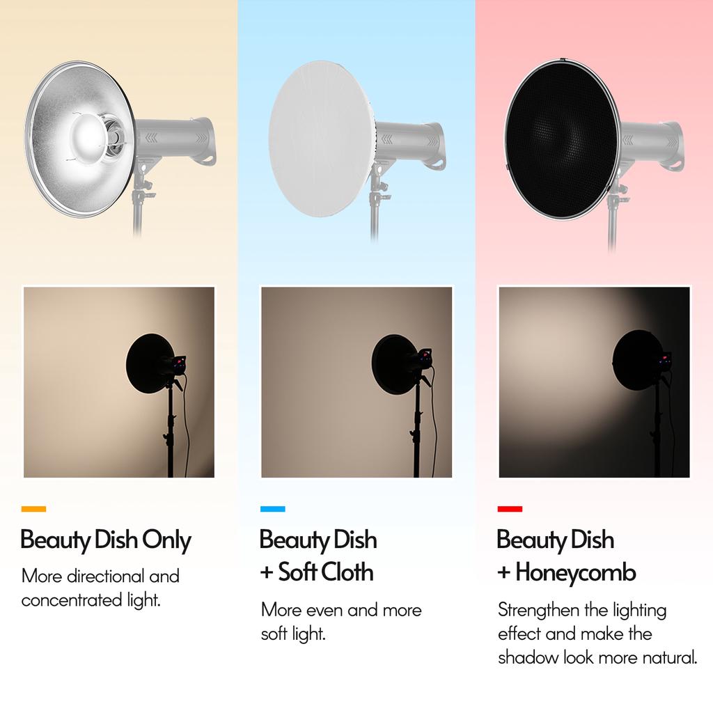 16 Inch Beauty Dish Studio Photography Reflector Diffuser with Honeycomb Soft Cloth for Bowens