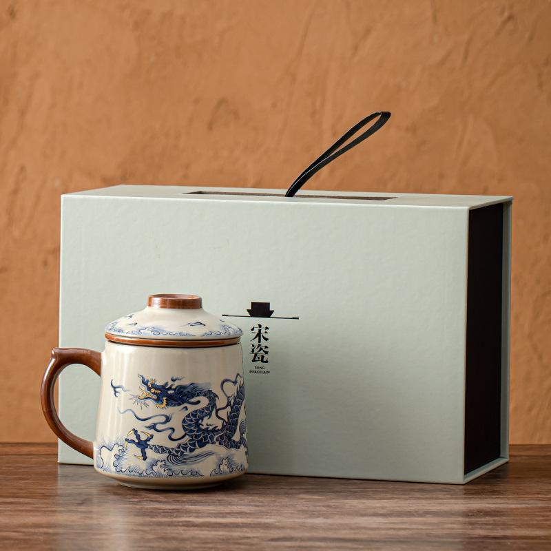 Ru kiln tea cup tea separation mug ceramic cup anniversary gift practical small gift