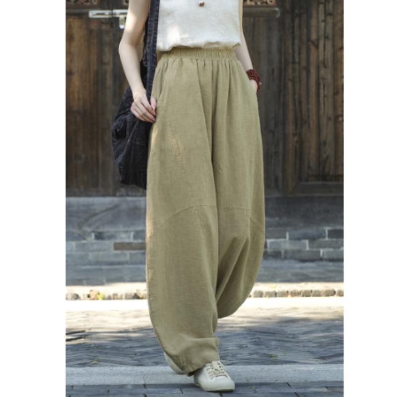 Женские ретро хлопковые и льняные обжаренные на песке свободные повседневные брюки шаровары для медитации Медитация Тайцзи брюки