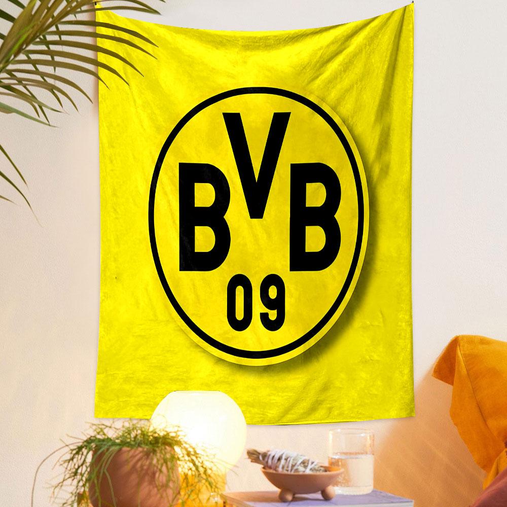 Yellow "BVB 09" Logo Design Patterned tapestry home decor, suitable for bedroom and living room, gift