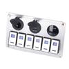 Панель переключателей Rocker Switch 6 Gang On Off Blue LED Light 2.1A Dual USB Charger Port Алюминиевый сплав для автомобиля
