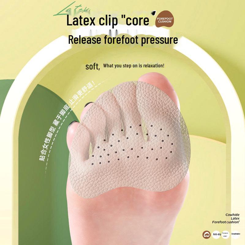 Ультрамягкие кожаные нескользящие впитывающие пот подушечки для передней части стопы для сандалий и каблуков - подушечка для защиты от боли половинного размера