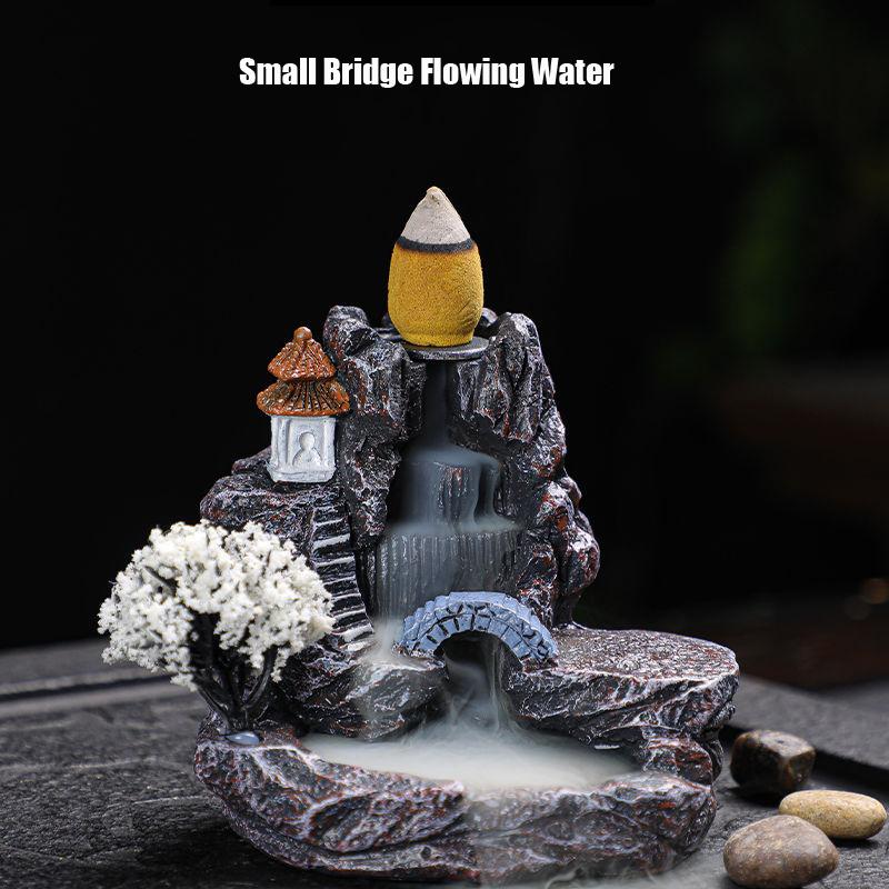 Backflow Incense Holder Waterfall Incense Burner Home Decor Aromatherapy Ornament Incense Cones with Backflow Incense Cones