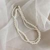 Stacked Double-Layer Imitation Pearl Necklace Women'S Retro Collarbone Chain Creative Simple Design Necklace
