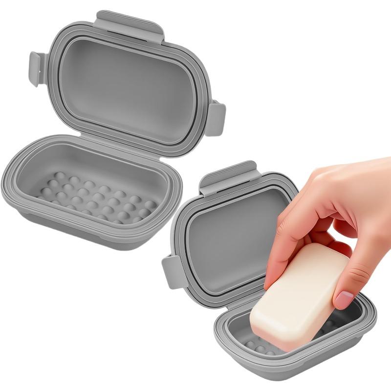 Travel Portable Flip Top Soap Dish with Lid-Leak Proof Bar Soap Container Flip Top or Fold Flat for Travel Hotel