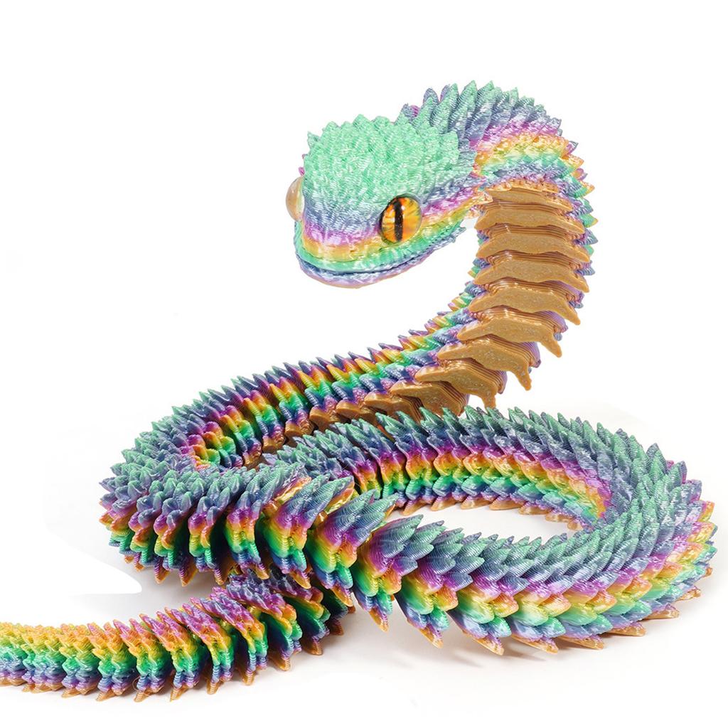 30/40Cm 3D Printed Snake Toys Funny Rotatable Articulated Printed Snake Craft Ornament Simulation Animal Home Desktop Ornament