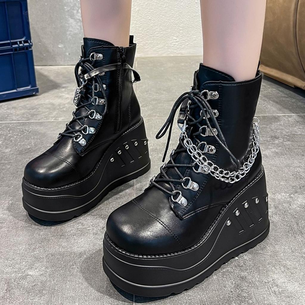 Осенне-зимние толстые полусапожки с круглым носком, модные и удобные, большого размера, низкие женские сапоги