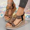 Модные блестящие сандалии на танкетке со стразами, женские сандалии на массивной платформе в богемном стиле, сандалии для платья на толстой подошве, мода 2025