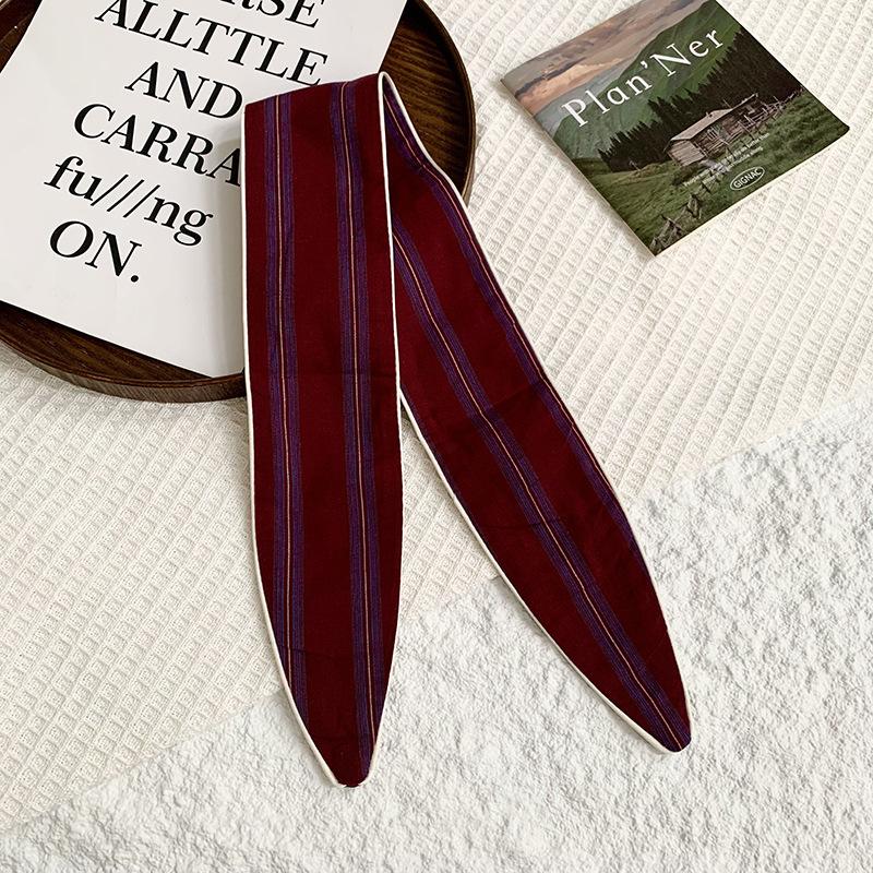 Headscarf Women's Pastoral Spring and Summer Fashion Colorful Retro Plaid Fabric Headband Pure Cotton Silk Scarf Decorative Small Scarf