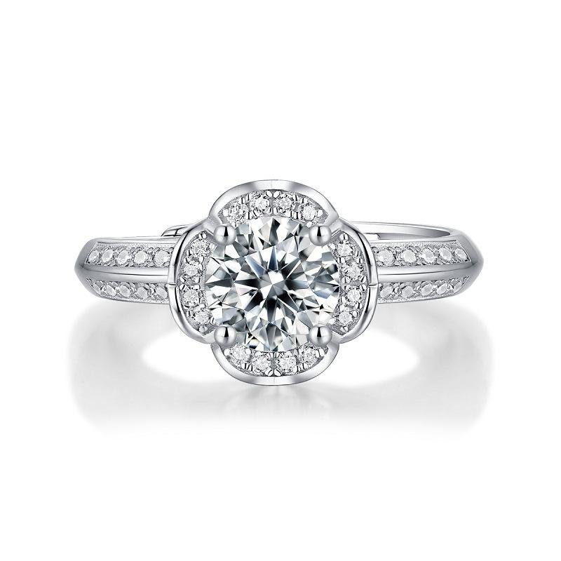 Bague Ringen S925 Серебряный набор 1 карат из муассанита в цветочном стиле, женская мода, подарок, кольцо для жизни, ювелирные изделия