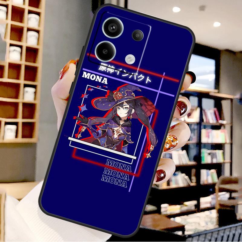 Genshin impact Mona For Xiaomi Redmi Note 14 Pro 9 10 11 12 13 15 Pro Plus Case For Redmi 15 15C 14C 12C 10C 13C