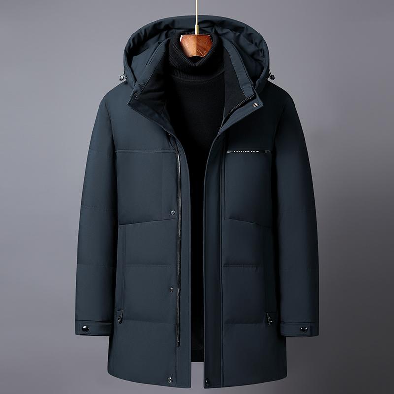 Зимняя мужская куртка-пуховик, новые большие размеры, мужские пальто с перьями среднего возраста, толстые теплые парки с капюшоном из 90% белого утиного пуха
