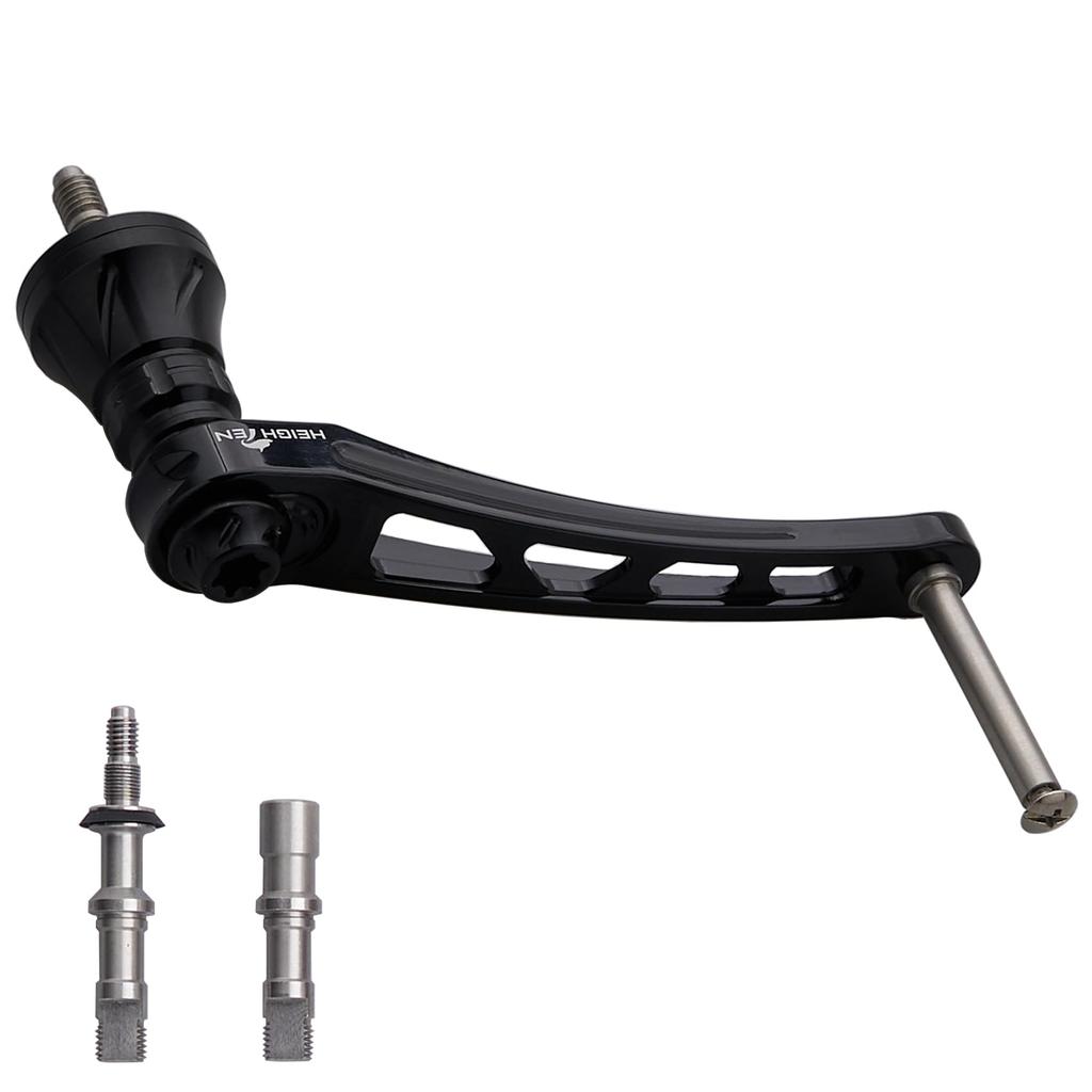 HEIGHTEN 65-70mm Adjustable Reel Handle (No Knob) for Daiwa and Shimano Arch Series Spinning Reels (All Black) (821)