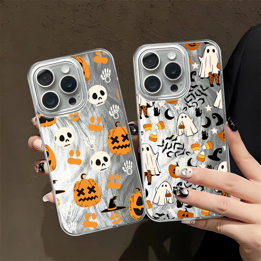 Черный чехол-бампер из мягкого материала для Apple iPhone 16e 12 14 14 Plus 11 13 Pro 17 Air 15 16 Pro Max Мультяшный Хэллоуин