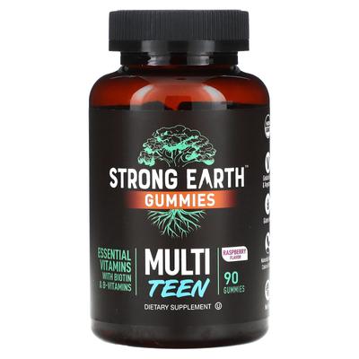 YumVs, Жевательные конфеты Strength Earth, мультивитамины, малина, 90 жевательных конфет
