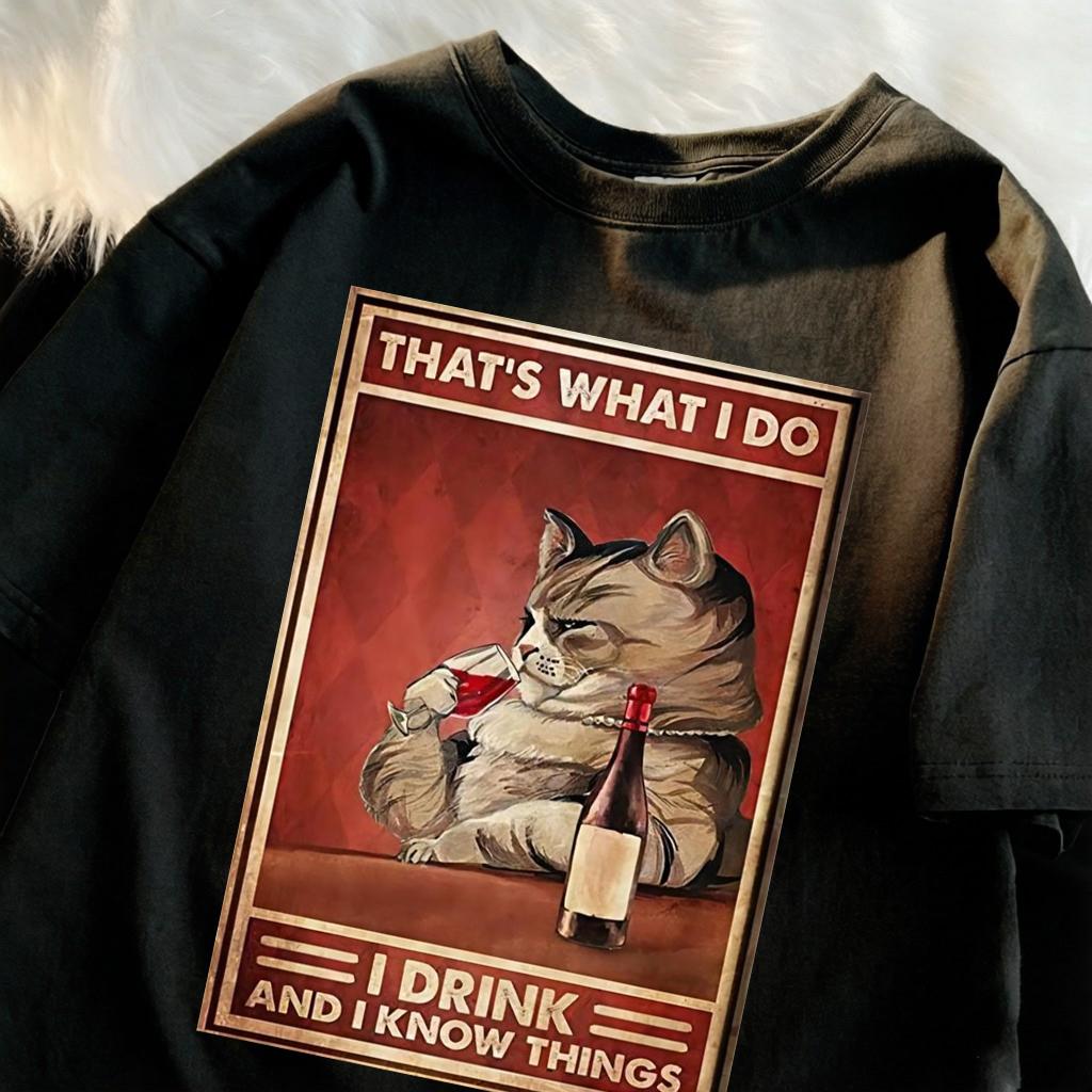 Cat That Is What I Do Design T-Shirts Unisex Cotton Casual Tee Breathable Summer Sportswear Unisex Loose O-Neck Short Sleeve