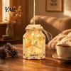Mid Autumn Festival Lantern DIY Wooden Wishing Bottle Kit, Handmade Material Set, Decorative Set LED Glowing Making Toy for Kids Adults Kit