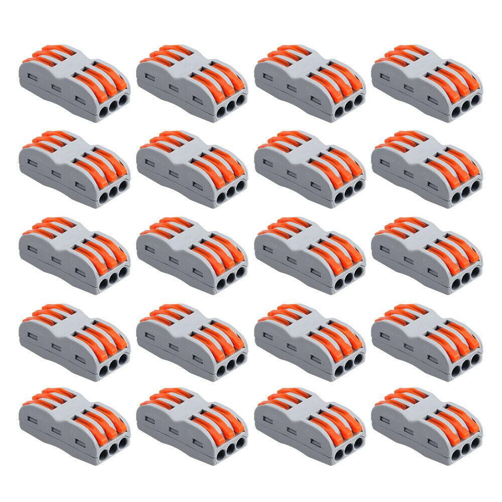 20pcs Terminal Block Lever Home Wire Connector Cable Clamp Nuts Reusable