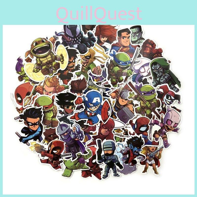 Chibi Pcs 50 Super Heroes Sticker Decals For Skateboard Luggage Laptop