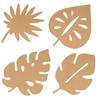 4 Tropical Wooden Leaves 25cm