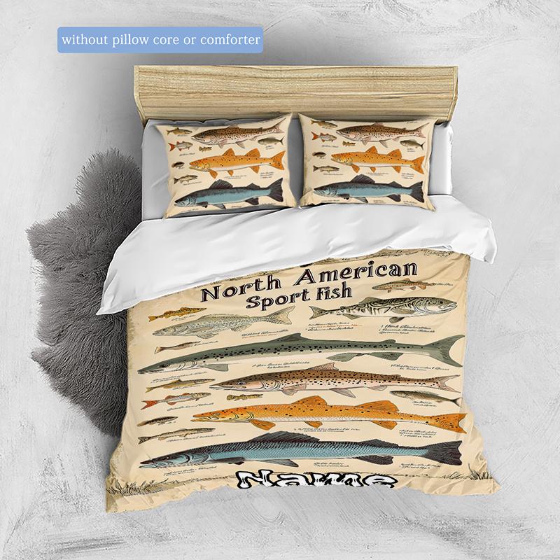 Fish Customize Your Name Duvet Coversoftbedding Set For Bedroom Guest Room And Dorm Decoration Threepiece Set Includes 1 Duvet Cover 2 Pillowcases