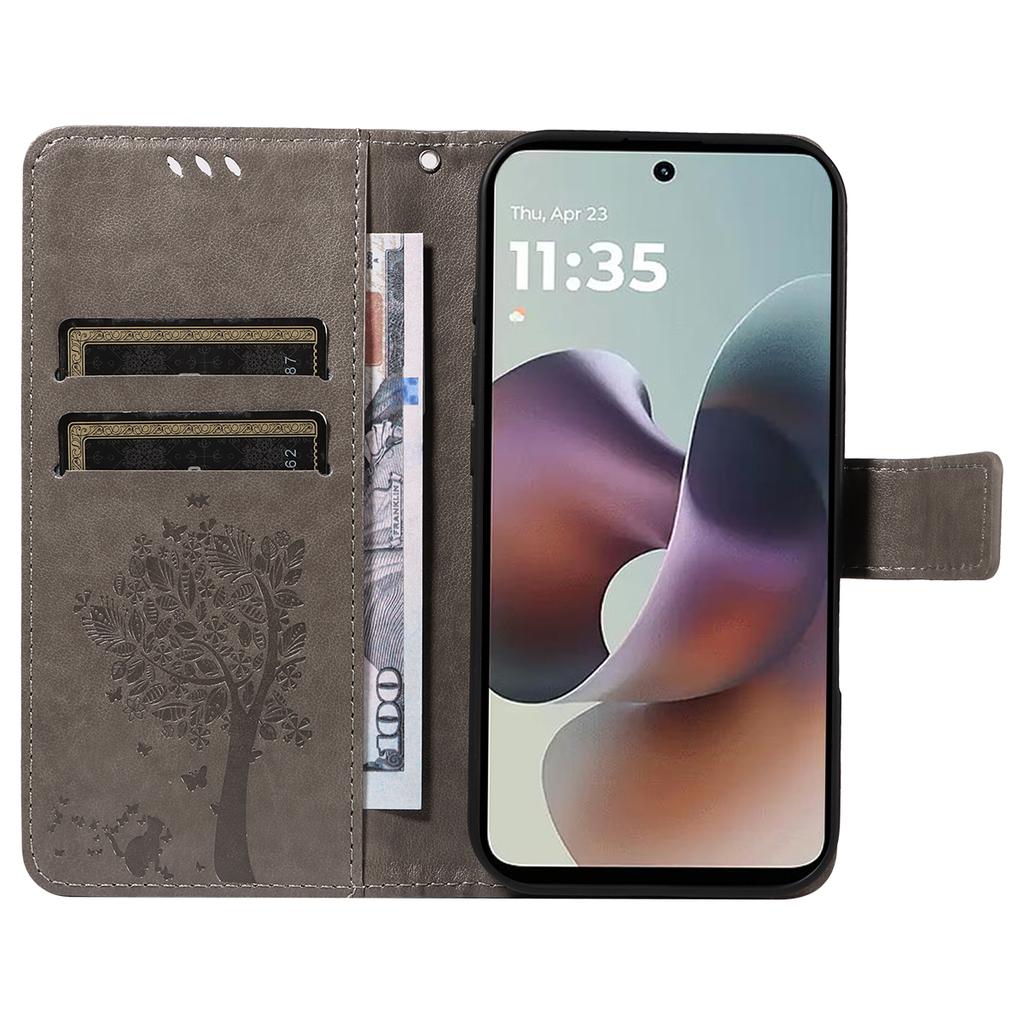 For Motorola Moto G56 5G Phone Case with Stand Cat Tree Pattern Leather Wallet Mobile Cover