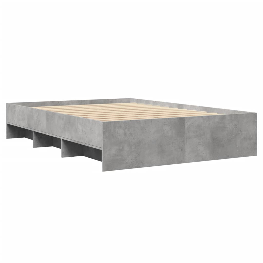 Bed Frame Concrete Grey 135x190 cm Particleboard