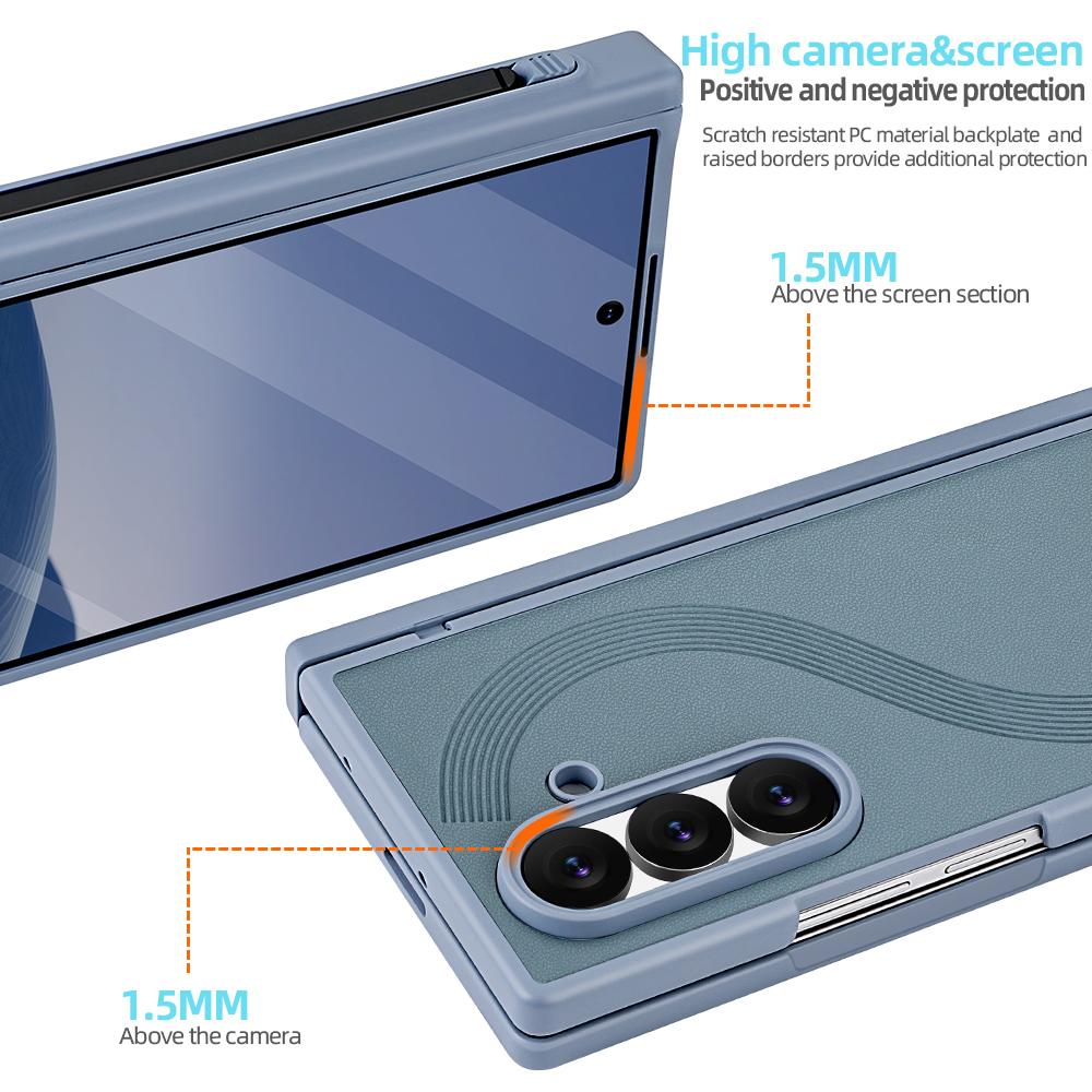 Full Cover PU Leather Z Fold 7 Case With Magnetic Hinge Protector, Touch Pen And Privacy Glass Film For Galaxy Z Fold 7 Fold 6