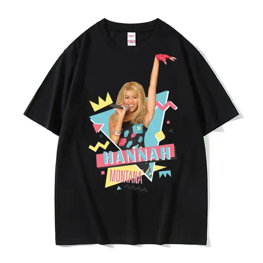 Summer Hannah Montana Logo T Shirt Men Women Casual Short Sleeve Tee Shirt Unisex Fashion Aesthetic Trend Y2K T-shirt Streetwear
