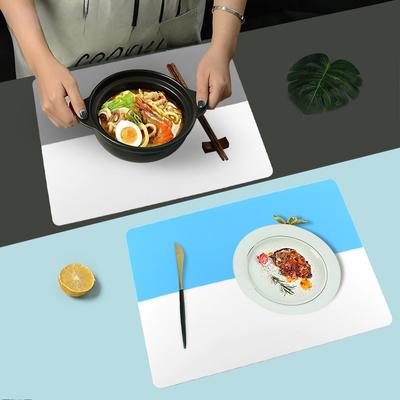 Силиконовый коврик для столовых приборов, квадратный, двухцветный, в полоску, совпадающий по цвету, нескользящий коврик для стола, коврик для ресторана, изоляционный коврик