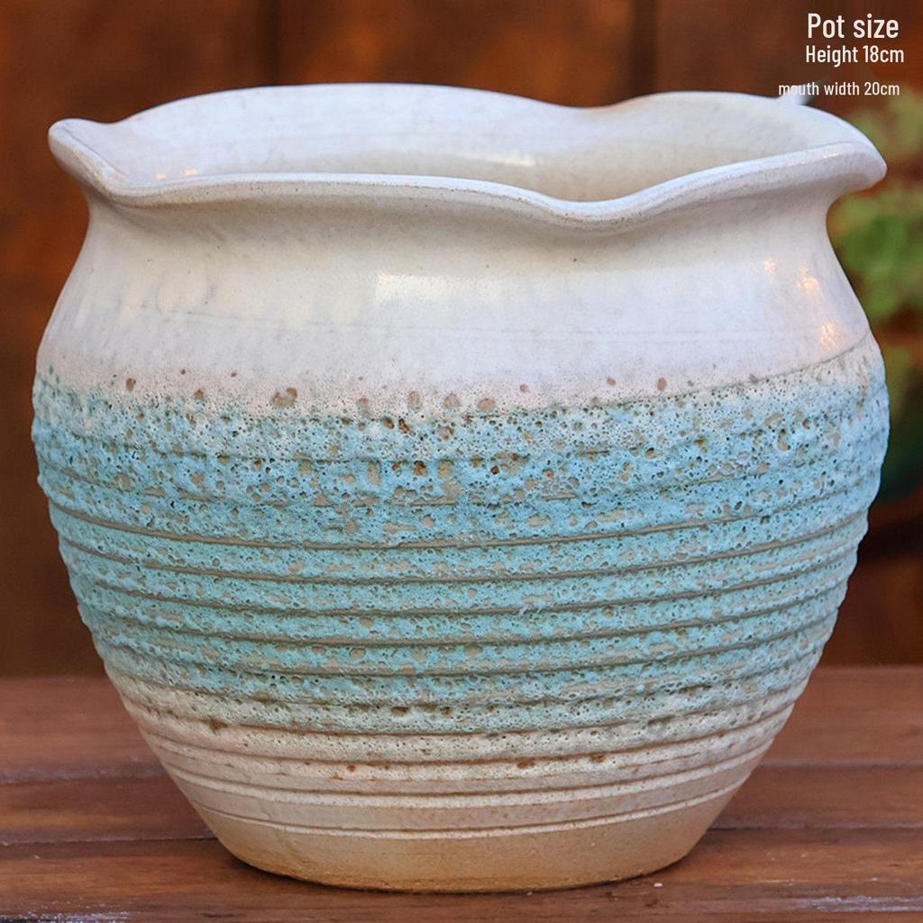 Large Ceramic Terracotta Flower Pot for Balcony and Living Room - Ideal for Succulents, Orchids, Green Radish, and Plants