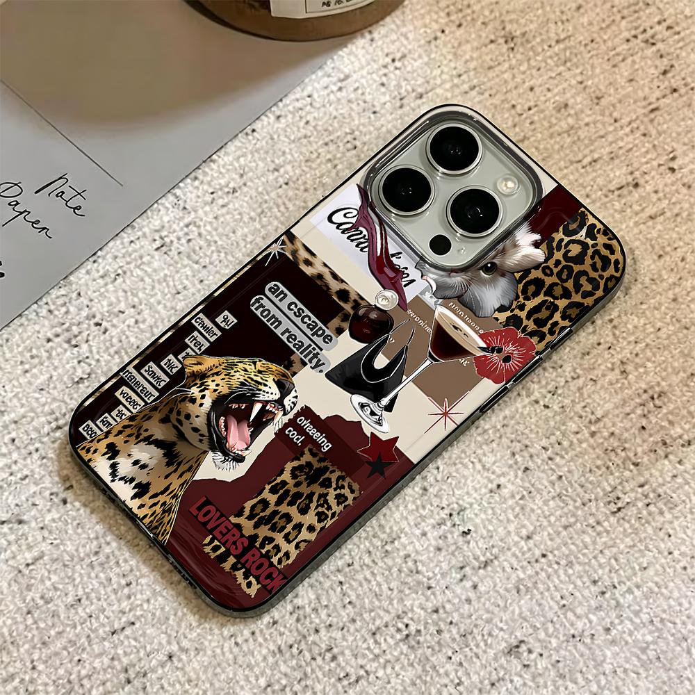 Чехол для телефона с коллажем леопардового принта для iPhone 17 Air 16 15 14 Pro 13 12 11 Pro Max 16 Plus Ударопрочный силиконовый чехол