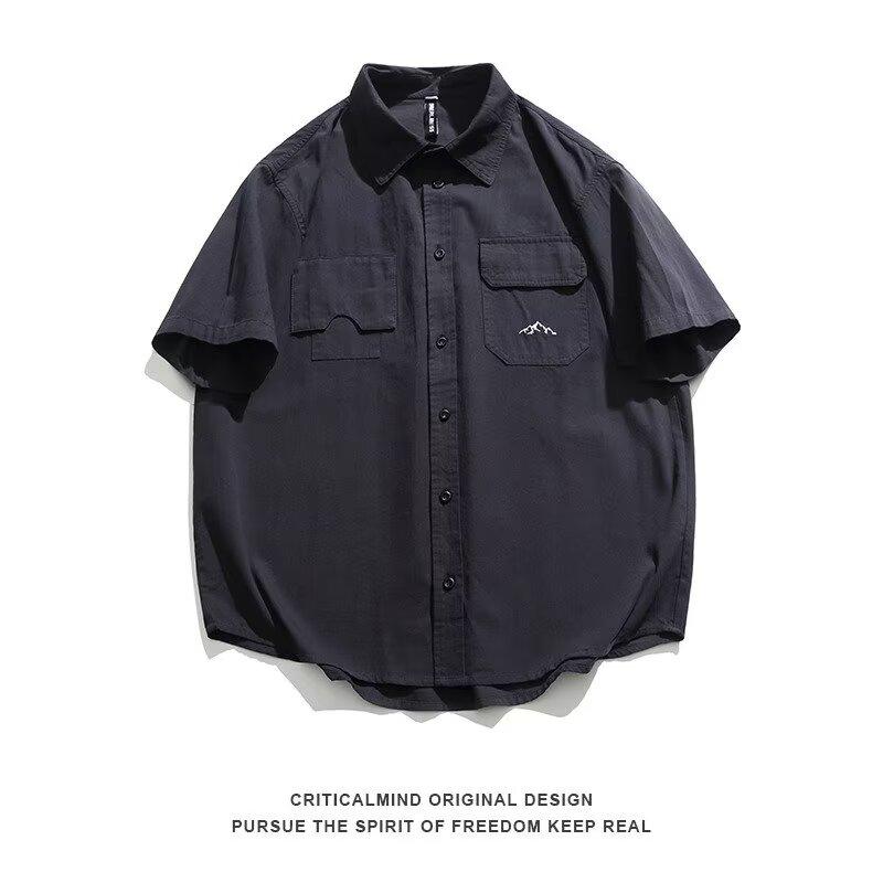 Летняя рубашка с коротким рукавом три четверти для студентов, свободный и нишевый дизайн, забавный новый мужской топ для ношения на открытом воздухе