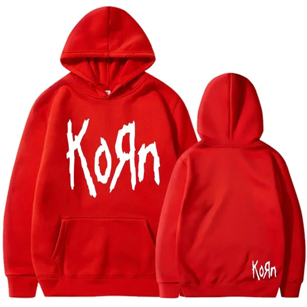 Autumn/Winter Korn Rock Band Letter Hoodies Men's and Women's Harajuku Hoodies Casual Sports Men's and Women's Warm Sweatshirts