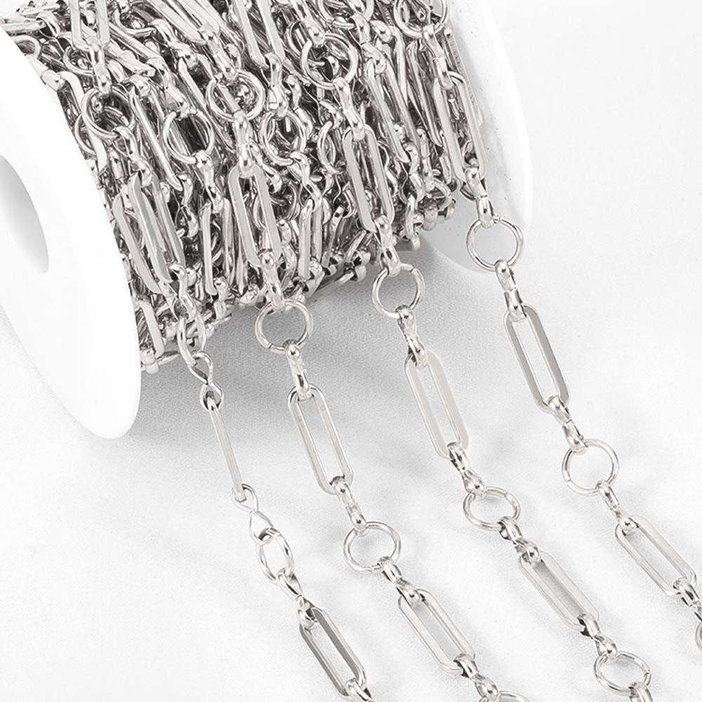 1meter Flat Geometric Heart Round Square Design Necklaces Chain Stainless Steel Link Chains DIY Bracelets Jewelry Making Chains