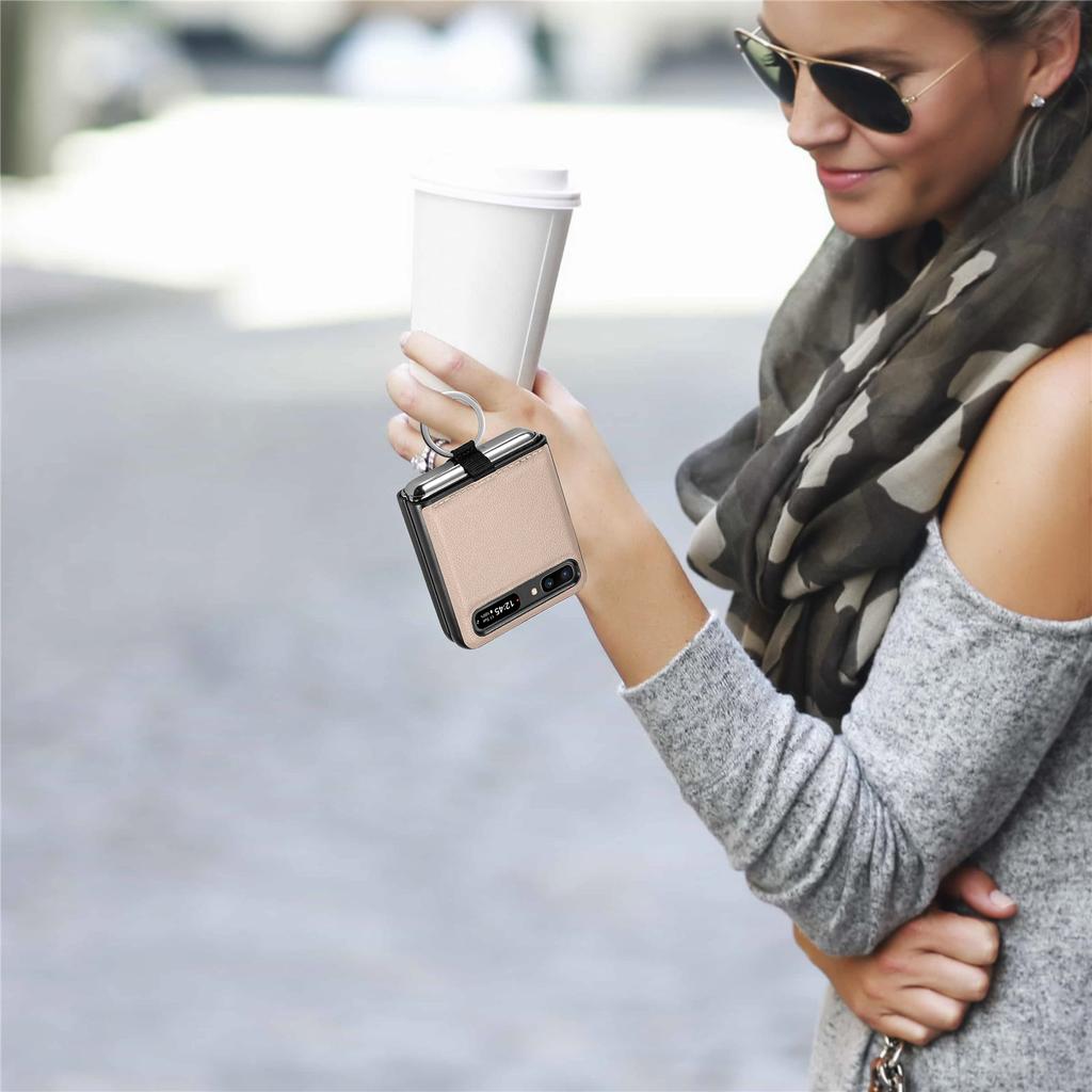 Тонкий кожаный чехол с держателем на палец для Samsung Galaxy Z Flip 3 Flip4 Flip 4 Flip3 5g, складной чехол для мобильного телефона с защитой от падения, Fundas