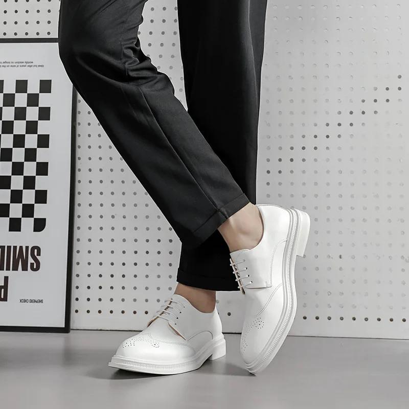 Fashion Fashion White Brogue Shoes Men British Style Designer Mens Formal Shoes Casual Oxford Shoes Man Leather Dress Shoes Plus Size 48