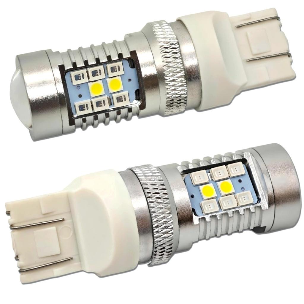 2 bec LED W21/5W 7443 12V CANBUS alb-rosu, bicolor Off-Road