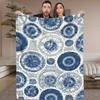 1pc Blue Circular Pattern Digital Printed Design Blanket, All-Season Soft and Warm Throw, Ideal for Home Bedroom, School Dormito