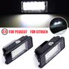 For Peugeot 106 207 307 308 406 407 508 For CITROEN C3 C4 C5 C6 C8 2x 6000K Car Rear 18 LED SMD License Number Plate Light Lamp