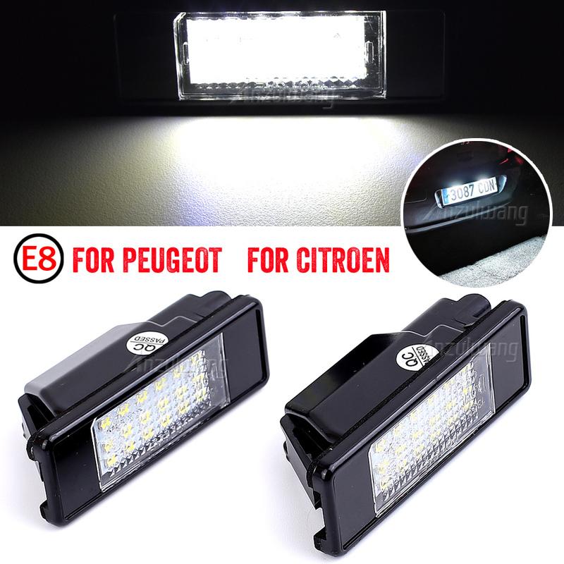 For Peugeot 106 207 307 308 406 407 508 For CITROEN C3 C4 C5 C6 C8 2x 6000K Car Rear 18 LED SMD License Number Plate Light Lamp