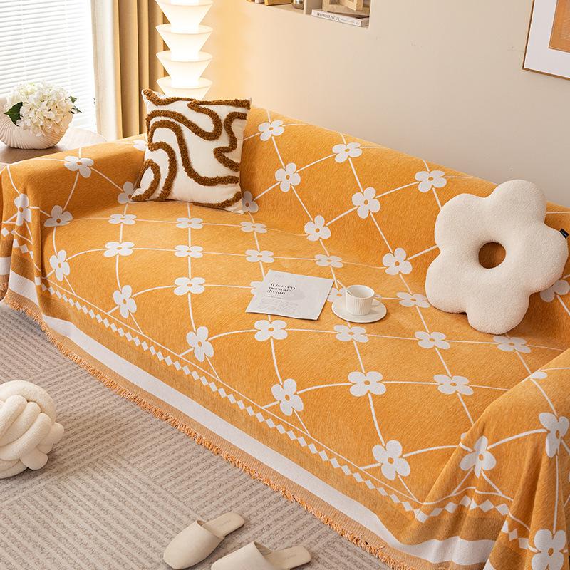 Fresh Four Seasons Universal Four-Leaf Clover Chenille Sofa Towel All-Inclusive Living Room Sofa Cover One Piece Sofa Cover