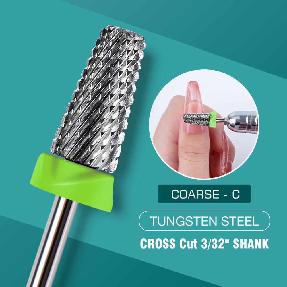 5 In 1 Carbide Tungsten Nail Bit Dual Rotation Volcano/Tornado Milling Cutters Fast Remove Acrylic Hard Gel ManucureTools