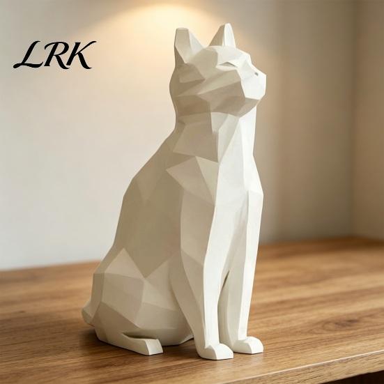 Прочная фигурка кошки Геометрическая фигурка, 3D-печатная низкополигональная скульптура, Современный дизайн Художественная статуэтка для украшения стола полки дома Скандинавский стиль